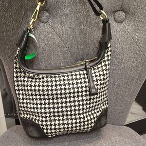 Coach Houndstooth Black and Cream Shoulder Bag